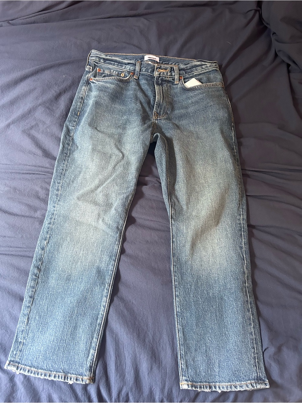 Men's 32 x 26.5 Straight Fit Dark Medium Washed Blue Denim Jeans